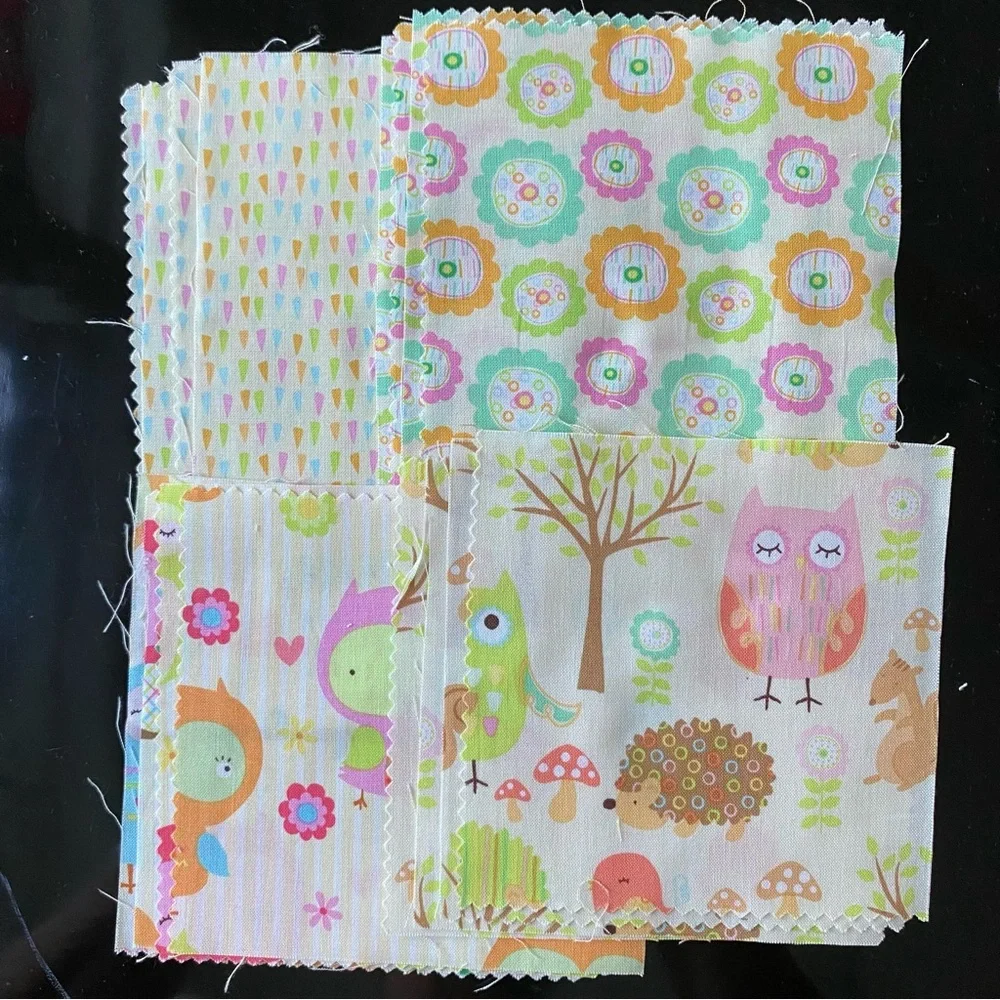 Fabric-(48)-5” squares “Owl & Co” pattern by Riley Blake Designs